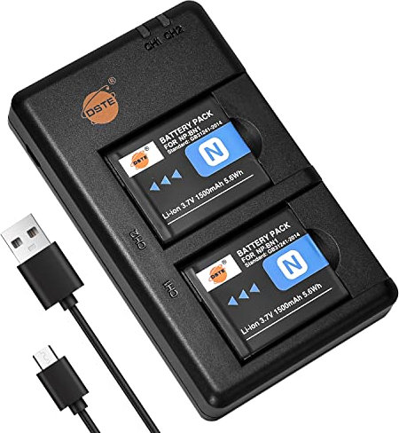 DSTE 2PCS NP-BN1 (1500mAh/3.7V) Batterie Chargeur Compatible pour Sony Cyber-Shot DSC-QX10, DSC-QX100, DSC-T99, DSC-T110, DSC-TF1, DSC-TX5, DSC-TX7, DSC-TX9, DSC-TX10, DSC-TX20