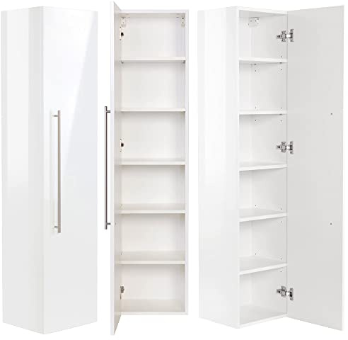 Lomadox Badezimmer Hochschrank hängend in Hochglanz weiß B/H/T 35/150/30cm