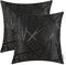CaliTime Kissenbezüge Kissenhülle Packung mit 2 Dekokissenbezüge Cases für Couch Sofa Home Decor Modern Shining & Dull Contrast Dreiecke Abstrakte Linien Geometrisch 40cm x 40cm Schwarz