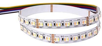 LED TRADING 5m LED Streifen hochwertig mit 96 LEDs pro Meter 5in1 Chip RGB+CCT WRGBWW (2500K bis 6500K) RGB, WW und CW in einer LED 24V 32,6W/m