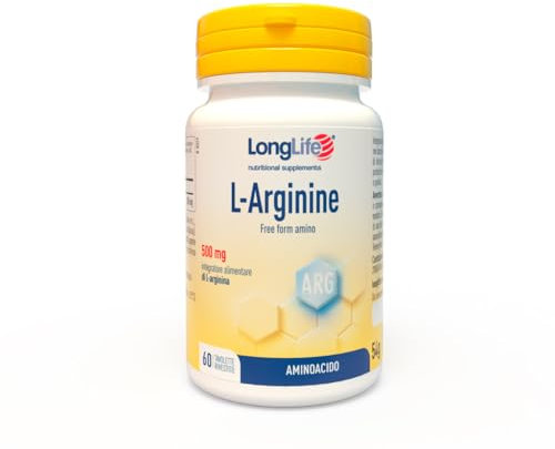 LongLife® L-Arginine | Arginina HCL 500mg per capsula | Precursore ossido nitrico (NO) | Metabolismo muscolare, vigore e resistenza alla fatica | Fino a 2 mesi di trattamento | Vegano e senza glutine
