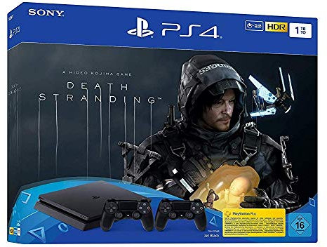 PlayStation 4 Slim inkl. 2 Controller und Death Stranding - Konsole (1TB, schwarz, Slim) [Edizione: Germania]