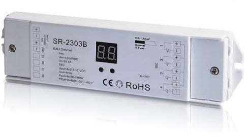 YULED SR-2303B DALI DT6 LED Controller Decoder 4-Kanal 4x5A max. 20A Adresse einstellbar 12-36V R-G-B-W für LED Streifen oder Niedervolt Lampen LED-Leuchten Dimmer