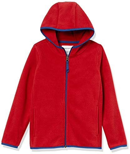 Amazon Essentials Veste à Capuche Zippée en Polaire Garçon, Rouge, 4 Ans