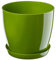 KADAX Élégant Pot de Fleurs, Pot à Plantes avec Soucoupe, Pot de Fleurs Rond, Pot de Fleurs en Plastique, Cache-Pot pour Fleurs, Pot de Fleurs Interieur Ø 12 cm Vert