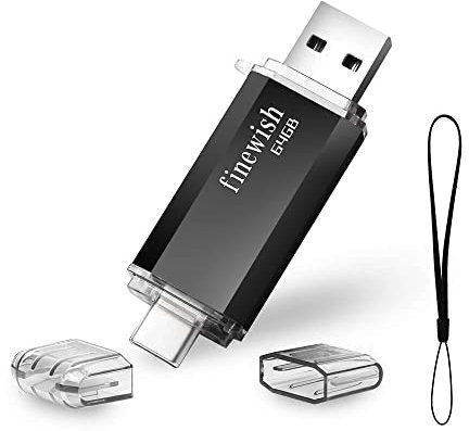 Type C USB Stick 64gb, 2 in 1 OTG USB C Speicherstick 64 GB Tragbar USB 2.0 Flash Drive 64gb Für MacBook Pro, Android Handy, Pad, Laptop UND Computer (Schwarz)