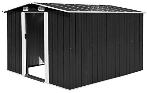 Tidyard Gerätehaus Metall Geräteschuppen Garten Schuppen Gartenhaus Gartenhaus Schrank, Metall Anthrazit 257×298×178 cm