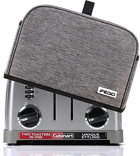 4 Slice Toaster Cover with Pockets & Top Handle,Small Appliance Toaster Dust Cover , Machine Washable(Grey)