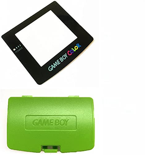SZLG Game Boy Zubehör: Akku-Rücktürabdeckung + Glaslinse für Nintendo Game Boy Color GBC (Grün)