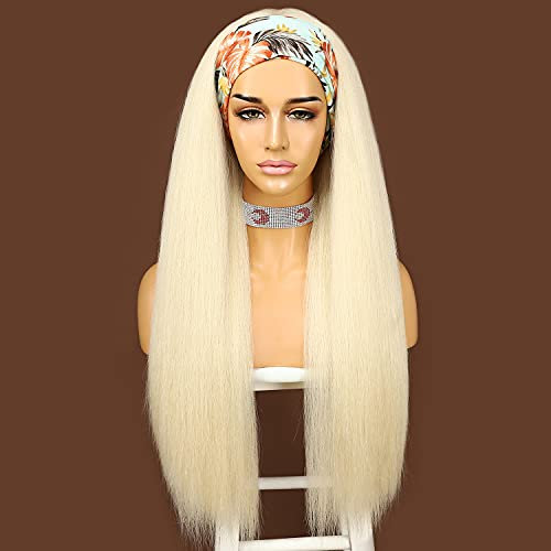 Sapphirewigs Light Yaki glatte Haare Damen Stirnband Perücke 613 Blond synthetische Stirnband Perücken Hitzeständige 26 Zoll