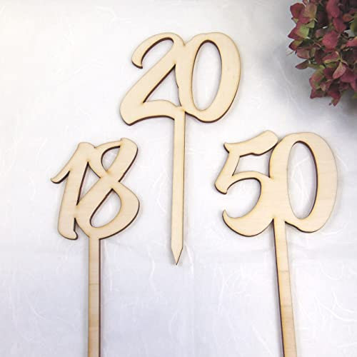 Tortenstecker mit Namen, Cake Topper, Kuchenstecker, Natur, Laser Cut, Nummer Personalisiert mit Namen