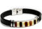 Frauen, Männer, Unisex Schmuck, Handgefertigtes Mosaik-Armband aus Baltischem Bernstein mit Kunstlederband, Edelstahlverschluss, Verstellbar (Schwarz Multi)