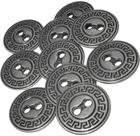 AERZETIX - C56623 - Lot de 10 Boutons à coudre métalliques Ø20 mm à 2 trous - ouverture 3 mm - couleur gris - mercerie couture vêtements artisanat jeans