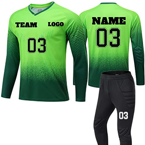 LJYTMZ Fußball-Torwarttrikot für Herren Kinder, Torwart Trikot Set Damen Langarm & Hose Individuelles Personalisiertes Trikot Mit Name + Nummer + Logo Jungengeschenk