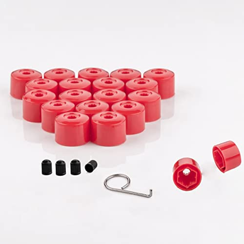LST 20x Sechskant Radschraube Abdeckkappen 17 mm rot Felgen Kappen Set