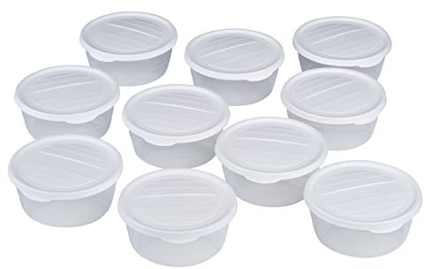 RoyalFay Pizzaballenbox Piccolo 10 Stück mit Deckel weiß Pizzateigballen Zutatenbehälter Gärbox Mealprepdose