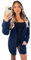 Crazy Fashion Women’s Long Sleeve Grandad Open Front Button Top Chunky Aran Cable Knitted Cardigan Ladies Sweater Winter Jumper Navy 16-18