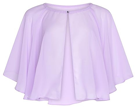 Bolerose weich Hochzeit Umhängetuch Abend Durchsichtiges Chiffon Überwurf Umhang Schultertuch (Flieder, Einheitsgröße)