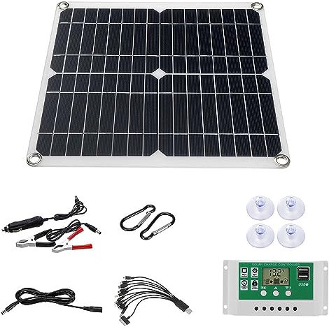 Con el kit solar Monocristalino 12W 12V Tipo-C de Interfaz, Portátil para Teléfonos Móviles, Tabletas y otros Dispositivos (Controlador de 1 + 40A)
