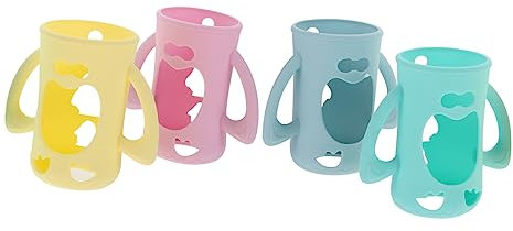 Hohopeti 4 Pièces Protège Biberon Couvre-biberons En Verre Porte-biberon Couvercle De Bouteille De Lait En Silicone Couverture De Biberons Fille Capuchon De Protection De Bébé Gel De Silice