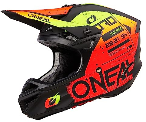O'NEAL | Motocross-Helm | MX Enduro | 2 Außenschalen & 2 EPS für erhöhte Sicherheit | 5SRS Polyacrylite Helmet SCARZ V.24 | Erwachsene | Schwarz Rot Gelb | Größe XS