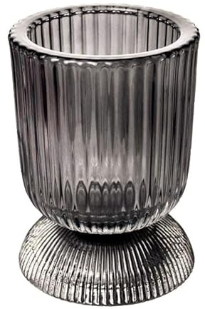 Teelichthalter aus Glas Goblet 10cm. Teelichtglas Windlicht Kerzenhalter Kerzenglas Tischdeko für Zuhause (Anthrazit)