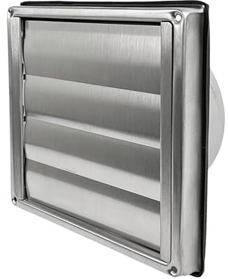 EASYTEC® Standard-Außenjalousie Ø 150 mm Edelstahl gebürstet mit beweglichen Lamellen | DN150 | Art. F150 | Passt als Ersatz für vorhandene Kunststoff Lüftungsgitter von Mauerkästen
