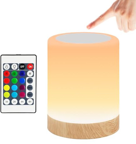 JOPHEK LED Nachttischlampe, Berührungssensitives Nachtlicht, 13 Farben 3 Verschiedene Modi Atmosphäre Tischlampe mit Timing Funktion für Schlafzimmer Wohnzimmer und Kinderzimmer