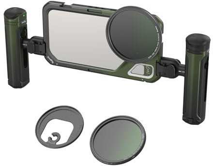 SMALLRIG x Brandon Li Kit de Video Móvil para iPhone 15 Pro MAX con Manijas de Liberación Rápida Inalámbricas, Filtro VND Magnético de 67 mm Mejorado, Adaptador de Filtro de 67 mm - 4407B
