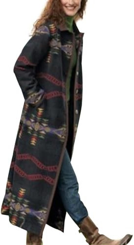 OIUHJN - Imprimé vintage - Long trench coat imperméabilisant en spray - Veste de pluie, Noir , S