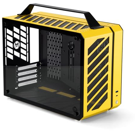MECHANIC MASTER C+MAX SPCC / Aluminum / Tempered Glass / Micro ATX / mATX / 240 Water & 162mm Air Cooling Computer Case (Vitality Yellow)