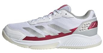 adidas Courtquick W Padel, Zapatos Mujer, Cloud White/Silver Metallic/Lucid Pink, 41 1/3 EU
