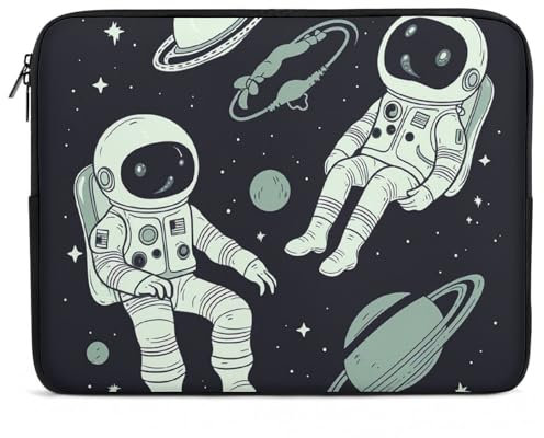 Laptop-Schutzhülle, 43,2 cm (17 Zoll), schmal, Computer-Tragetasche, Astronaut und Alien, Laptop-Schutzhülle, Aktentasche, Handtasche