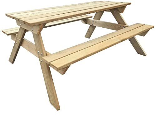QZZCED Picknicktisch 150x135x71,5 cm Holz, Garten Lounge Tisch Outdoor Tisch Balkon Esstisch Patio Tisch für Gärten, Terrassen, Balkone