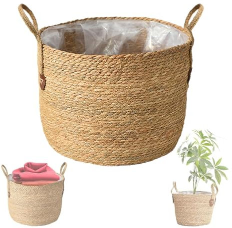 SANGOGO Cesto in vimini per piante, grande vaso intrecciato in rattan, per interni moderni e pratici, cesto per piante in vimini, decorazione per casa e conservazione elegante, diametro (S)