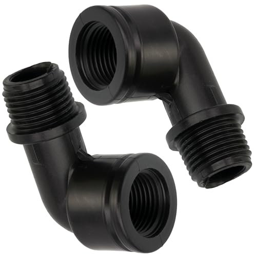 AERZETIX - C75040 - Juego de 2 racores codo 90° macho-hembra 1/2x1/2 para manguera de riego sistema de goteo - presión máx 10 bar - en polietileno - circuito agua