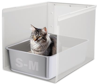 Holintan Litter Box Shield,17.5x13.7x13H Large Litter Box Splash Guard Without Leakage, High Sided Cat Litterbox Pee Shields Easy Clean for Pet Cat/Kitty/Kitten(Without Pan)