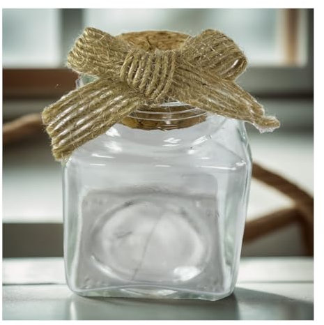 Bonbonnières en Verre 50ml avec Bouchon Liège et Nœud – Lot de 15 Pots à Dragées – Cadeaux pour Invités de Mariage, Baptême, Communion, Baby Shower – Contenants Réutilisables pour Miel et Décoration