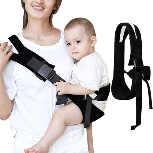 Lvjkes Echarpe de portage bebe, Porte bébé, Multifonctionnel porte bebe epaule, Bandoulière réglable, Portable, Convient aux bébés de 6 à 48 mois, Aux tout-petits jusquà 25 kg (Noir)