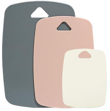 AKINOYAMA Schneidebrett 3er Set, Schneidebretter für Küchen mit Griff, BPA-frei, spülmaschinenfeste Schneidebretter, Multi Color Schneidebrett Set (Rosa)