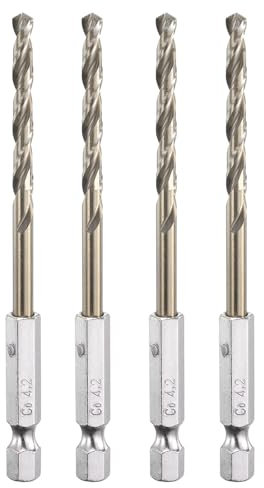 QUARKZMAN 4Pcs Foret Hélicoïdal en Acier Rapide au Cobalt M35 4,2mm Dia 1/4 Tige Hexagonale