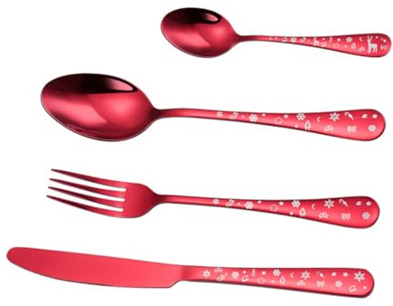 Cabilock 3 Juegos Cuchara y Tenedor De Navidad Bloquear Cubiertos De Buffet Gres Utensilio Cajón Vajilla Cubiertos De Navidad Organizador De Divisores De Comedor Rojo