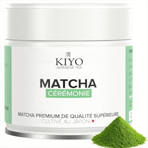 KIYO Matcha Cérémonie BIO | Sans amertume | 100% naturel | Grade cérémonial | Récolté à la main à Kagoshima, Japon | 30g