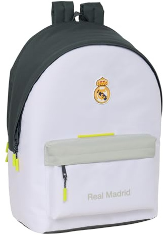 safta Real Madrid EquiIPACIÓN 25/26 Rucksack für Laptop 39,6 cm (15,6 Zoll) und USB, ideal für Jugendliche verschiedener Altersgruppen, recycelter Stoff, bequem und vielseitig, Qualität und