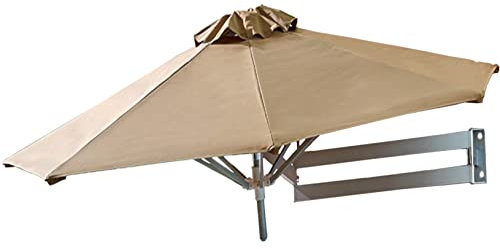 HUIBBGO Patio Umbrella 7.2Ft/8.2Ft Outdoor Parasol Folding Telescopic Outdoor Hanging Umbrellas Wall-Mounted All Aluminum Alloy Bracket Sun Protection for Garden Yard Parasol