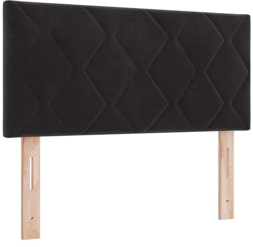 vidaXL Kopfteil im Diamantblockdesign aus schwarzem Samt - 90cm | Höhe anpassbar, stylische Deko fürs Schlafzimmer, wandmontiert, Bequeme Kissenstütze, modernes Luxus-Bettaccessoire für drinnen