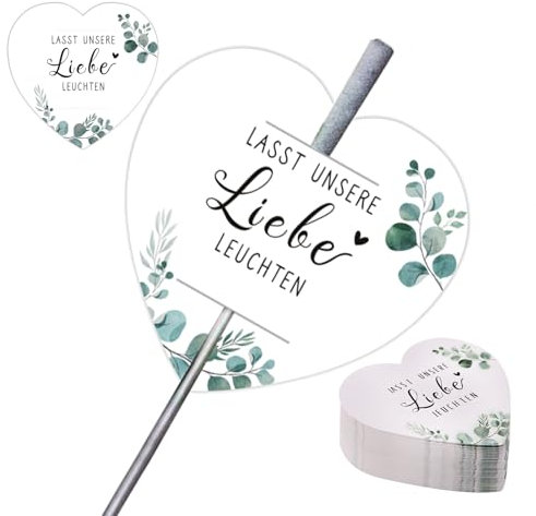 Luxoraiova 50 Stück Wunderkerzen Etiketten, Wunderkerzen Hochzeit Tags Lasst unsere Liebe leuchten für Gastgeschenke, Hochzeitsdeko, Freudentränen & Wunschkarten [ohne Wunderkerzen]