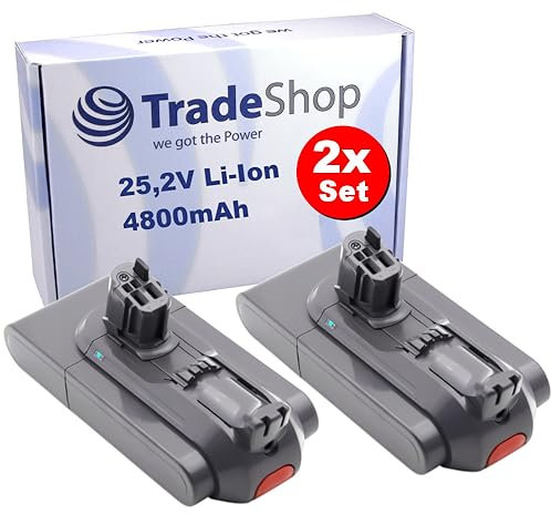 2X Trade-Shop Li-Ion Akku 25,2V 4,9Ah kompatibel mit Dyson V15 Detect (Absolute Extra, Total Clean), V15s Submarine ersetzt 970343-04 970343-06 355983