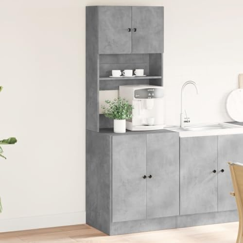 Emmtore Küchenschrank Küchenzeile mit Türen Schubladen, Hochschrank für Küche Restaurant Hotel, Küchenmöbel, Modern Betongrau 60x50x180 cm Holzwerkstoff