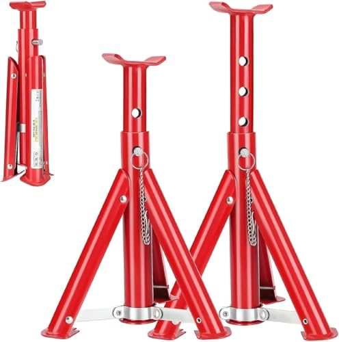 M.J COMFY-LIFE 3 Ton Heavy Duty Axle Stands Set of 2 - Steel Garage Jack Stands with Adjustable Height 270-408mm for Car, Van, Motorcycle & ATV Vehicle Support & Workshop Maintenance
